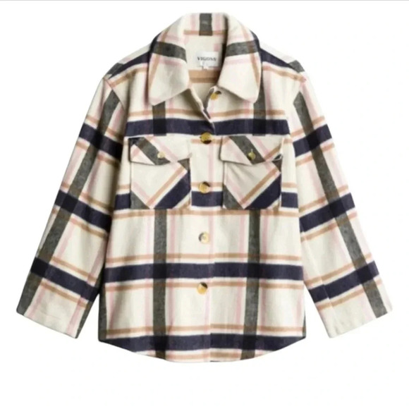Vigoss Womens Oversized Wool Blend Soft Button Down Granola Girl Comfy Shacket M - Picture 1 of 11